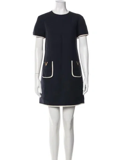 Pre-owned Valentino Virgin Wool Mini Dress In Gray