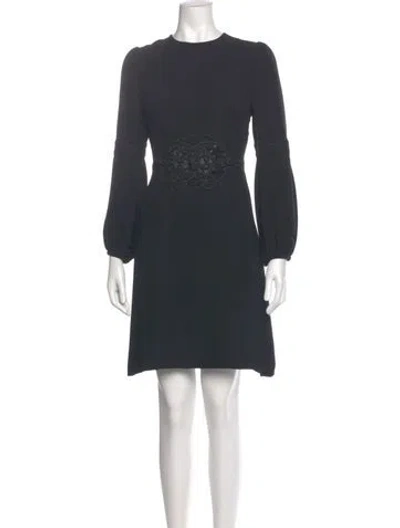 Pre-owned Valentino Virgin Wool Mini Dress In Gray