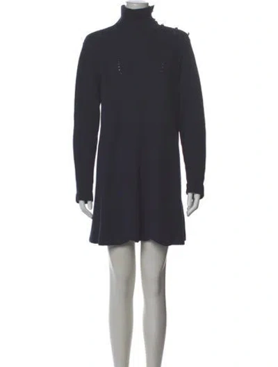 Pre-owned Valentino Virgin Wool Mini Dress In Gray