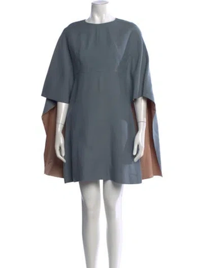 Pre-owned Valentino Virgin Wool Mini Dress In Gray