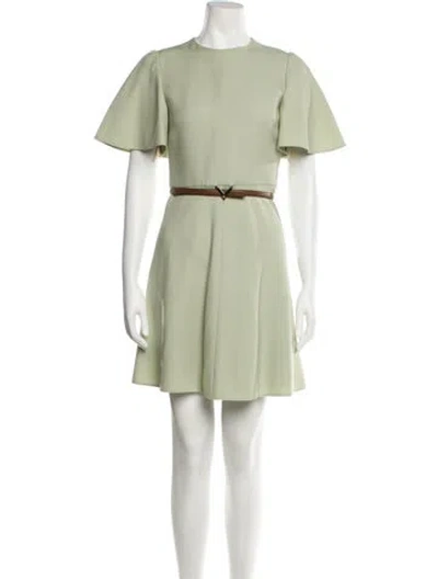 Pre-owned Valentino Virgin Wool Mini Dress In Green