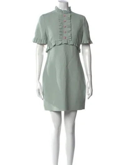 Pre-owned Valentino Virgin Wool Mini Dress In Green