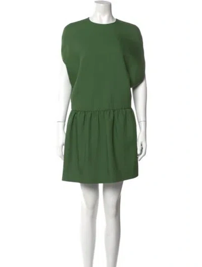 Pre-owned Valentino Virgin Wool Mini Dress In Green