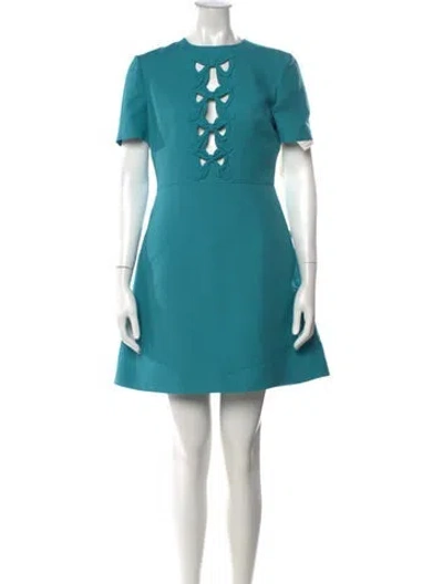 Pre-owned Valentino Virgin Wool Mini Dress In Green