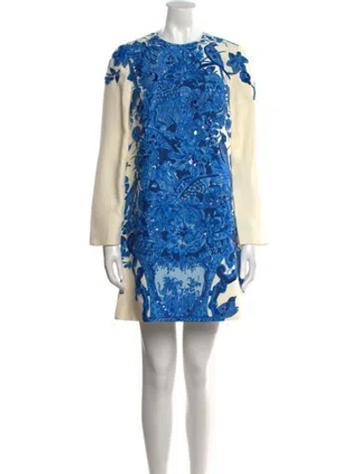 Pre-owned Valentino Virgin Wool Mini Dress In Multi