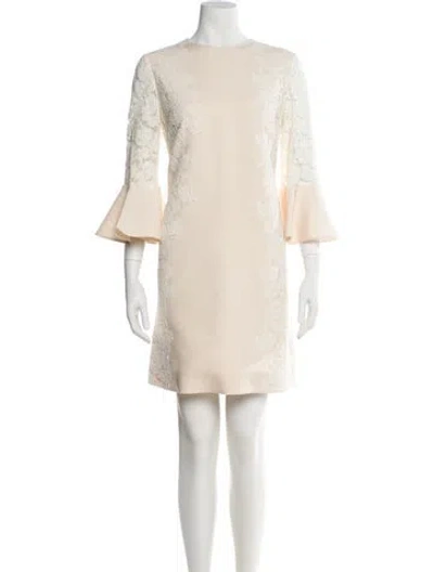 Pre-owned Valentino Virgin Wool Mini Dress In Neutral