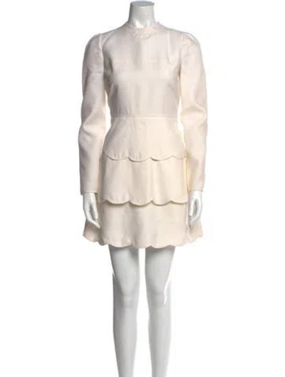 Pre-owned Valentino Virgin Wool Mini Dress In Neutral