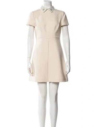 Pre-owned Valentino Virgin Wool Mini Dress In Neutral
