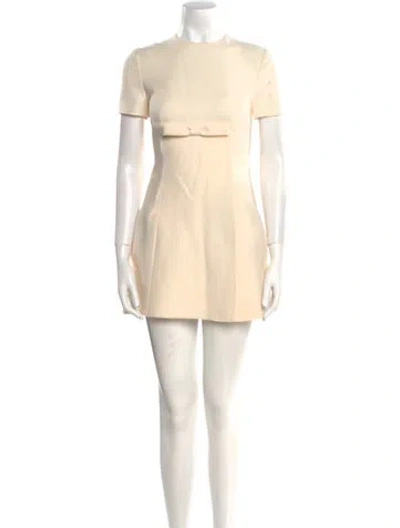 Pre-owned Valentino Virgin Wool Mini Dress In Neutral