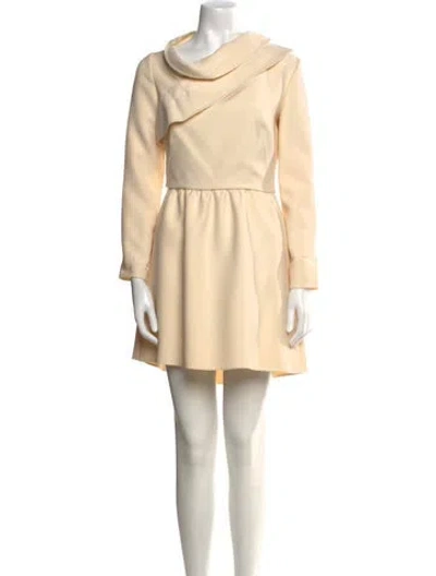 Pre-owned Valentino Virgin Wool Mini Dress In Neutral