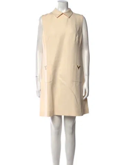 Pre-owned Valentino Virgin Wool Mini Dress In Neutral