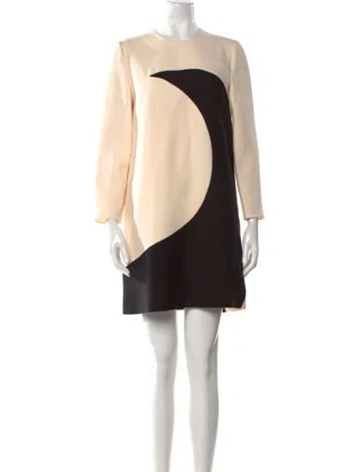 Pre-owned Valentino Virgin Wool Mini Dress In Neutral