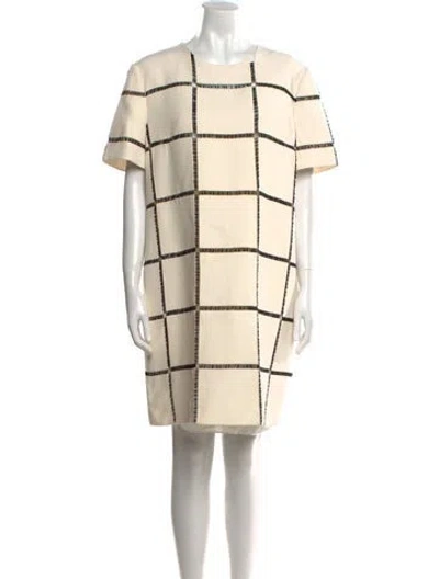 Pre-owned Valentino Virgin Wool Mini Dress In Neutral