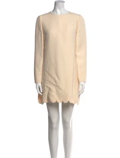 Pre-owned Valentino Virgin Wool Mini Dress In Neutral