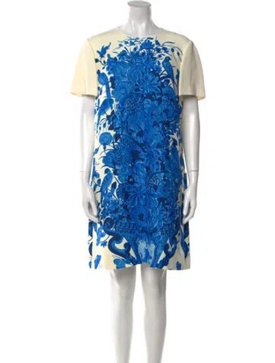 Pre-owned Valentino Virgin Wool Mini Dress In Neutral