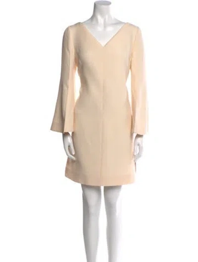 Pre-owned Valentino Virgin Wool Mini Dress In Neutral