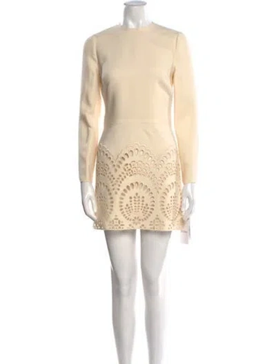 Pre-owned Valentino Virgin Wool Mini Dress In Neutral