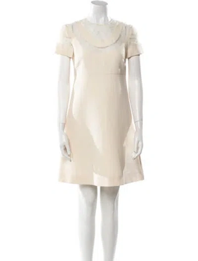 Pre-owned Valentino Virgin Wool Mini Dress In Neutral