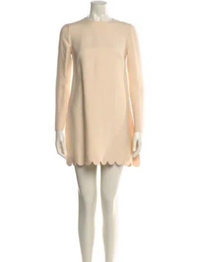 Pre-owned Valentino Virgin Wool Mini Dress In Neutral