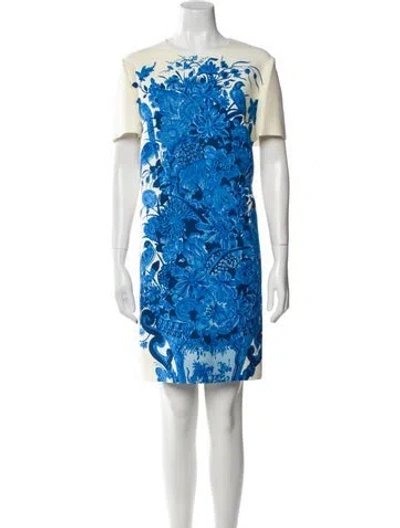 Pre-owned Valentino Virgin Wool Mini Dress In Neutral