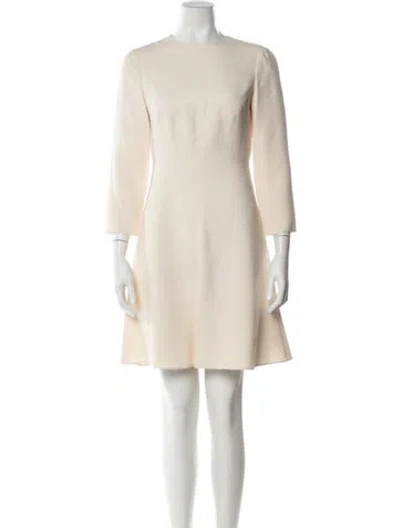 Pre-owned Valentino Virgin Wool Mini Dress In Neutral