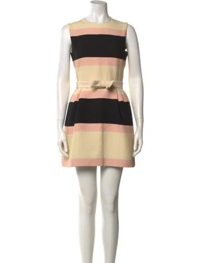 Pre-owned Valentino Virgin Wool Mini Dress In Neutral