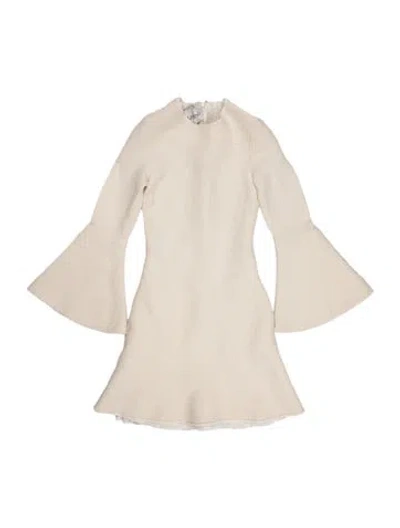 Pre-owned Valentino Virgin Wool Mini Dress In Neutral