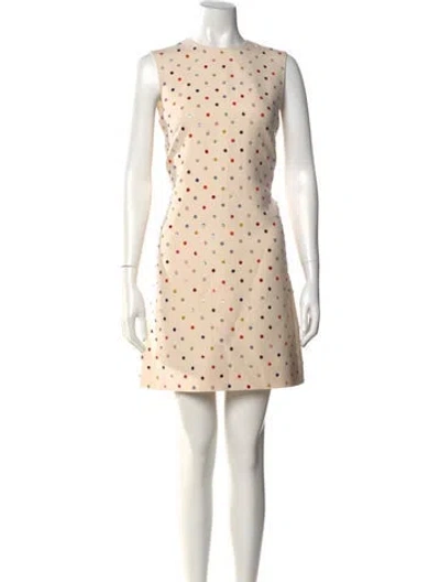 Pre-owned Valentino Virgin Wool Mini Dress In Neutral