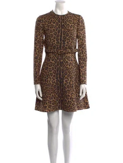 Pre-owned Valentino Virgin Wool Mini Dress In Neutral