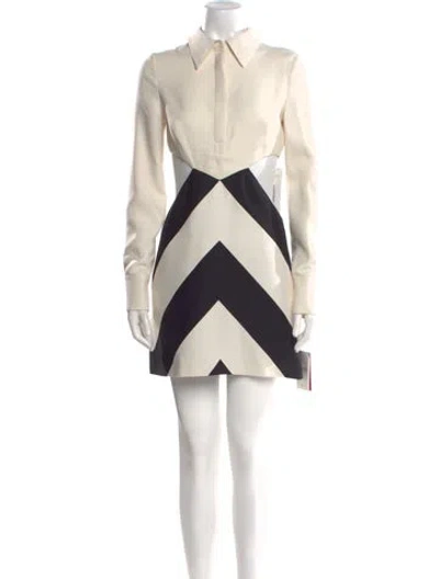 Pre-owned Valentino Virgin Wool Mini Dress In Neutral
