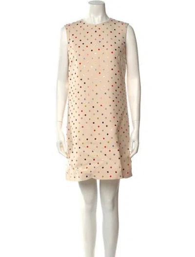 Pre-owned Valentino Virgin Wool Mini Dress In Neutral