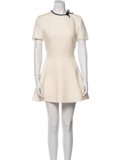 Pre-owned Valentino Virgin Wool Mini Dress In Neutral