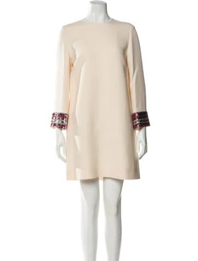 Pre-owned Valentino Virgin Wool Mini Dress In Neutral