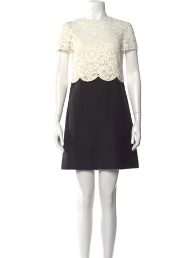 Pre-owned Valentino Virgin Wool Mini Dress In Neutral