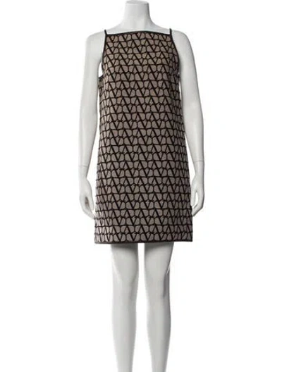 Pre-owned Valentino Virgin Wool Mini Dress In Neutral