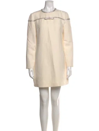 Pre-owned Valentino Virgin Wool Mini Dress In Neutral