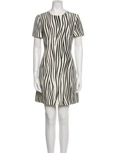Pre-owned Valentino Virgin Wool Mini Dress In Neutral