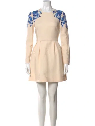 Pre-owned Valentino Virgin Wool Mini Dress In Neutral