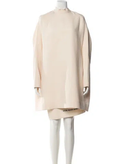 Pre-owned Valentino Virgin Wool Mini Dress In Neutral