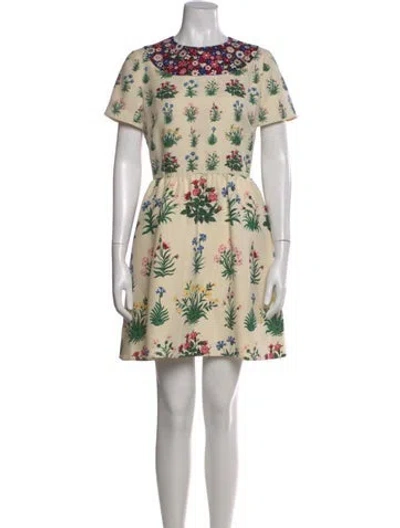 Pre-owned Valentino Virgin Wool Mini Dress In Neutral