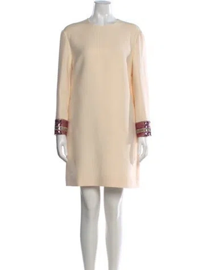 Pre-owned Valentino Virgin Wool Mini Dress In Neutral