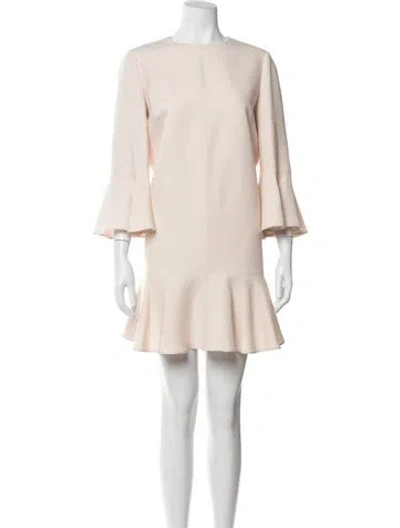Pre-owned Valentino Virgin Wool Mini Dress In Neutral