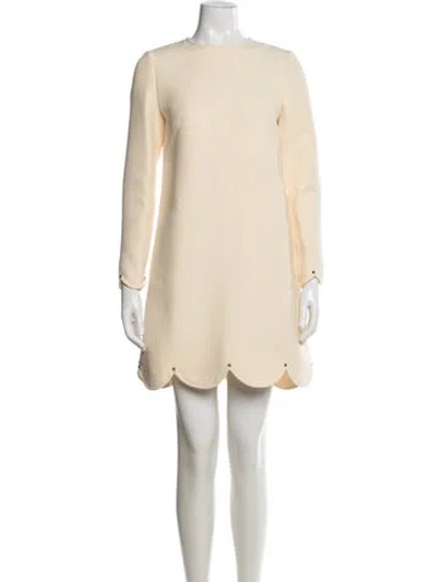 Pre-owned Valentino Virgin Wool Mini Dress In Neutral