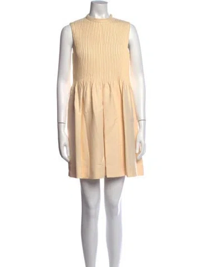 Pre-owned Valentino Virgin Wool Mini Dress In Neutral