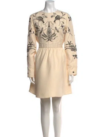 Pre-owned Valentino Virgin Wool Mini Dress In Neutral