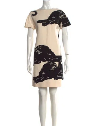 Pre-owned Valentino Virgin Wool Mini Dress In Neutrals
