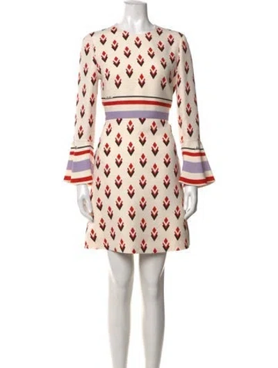 Pre-owned Valentino Virgin Wool Mini Dress In Neutrals