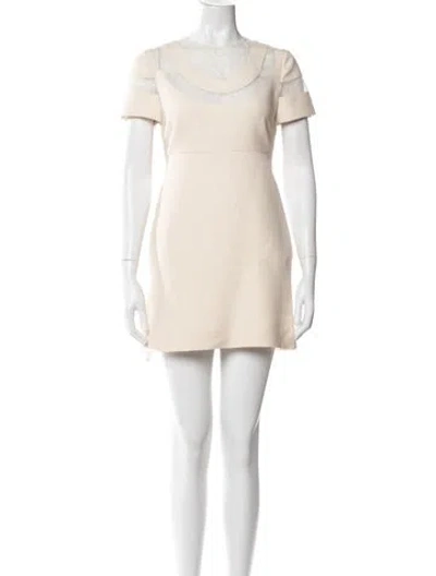 Pre-owned Valentino Virgin Wool Mini Dress In Neutrals