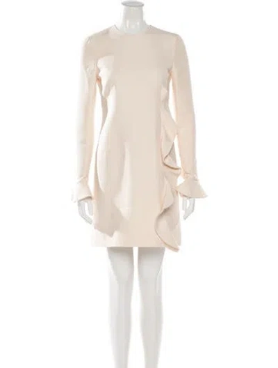 Pre-owned Valentino Virgin Wool Mini Dress In Neutrals