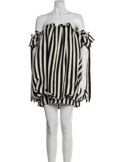 Pre-owned Valentino Virgin Wool Mini Dress In Neutrals